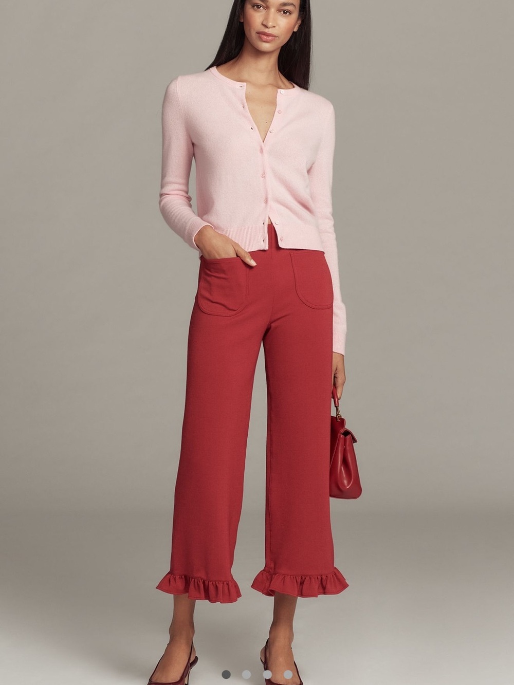 NWT Anthropologie The Colette Ruffle-Hem Pants knit wide leg pants by Maeve 32